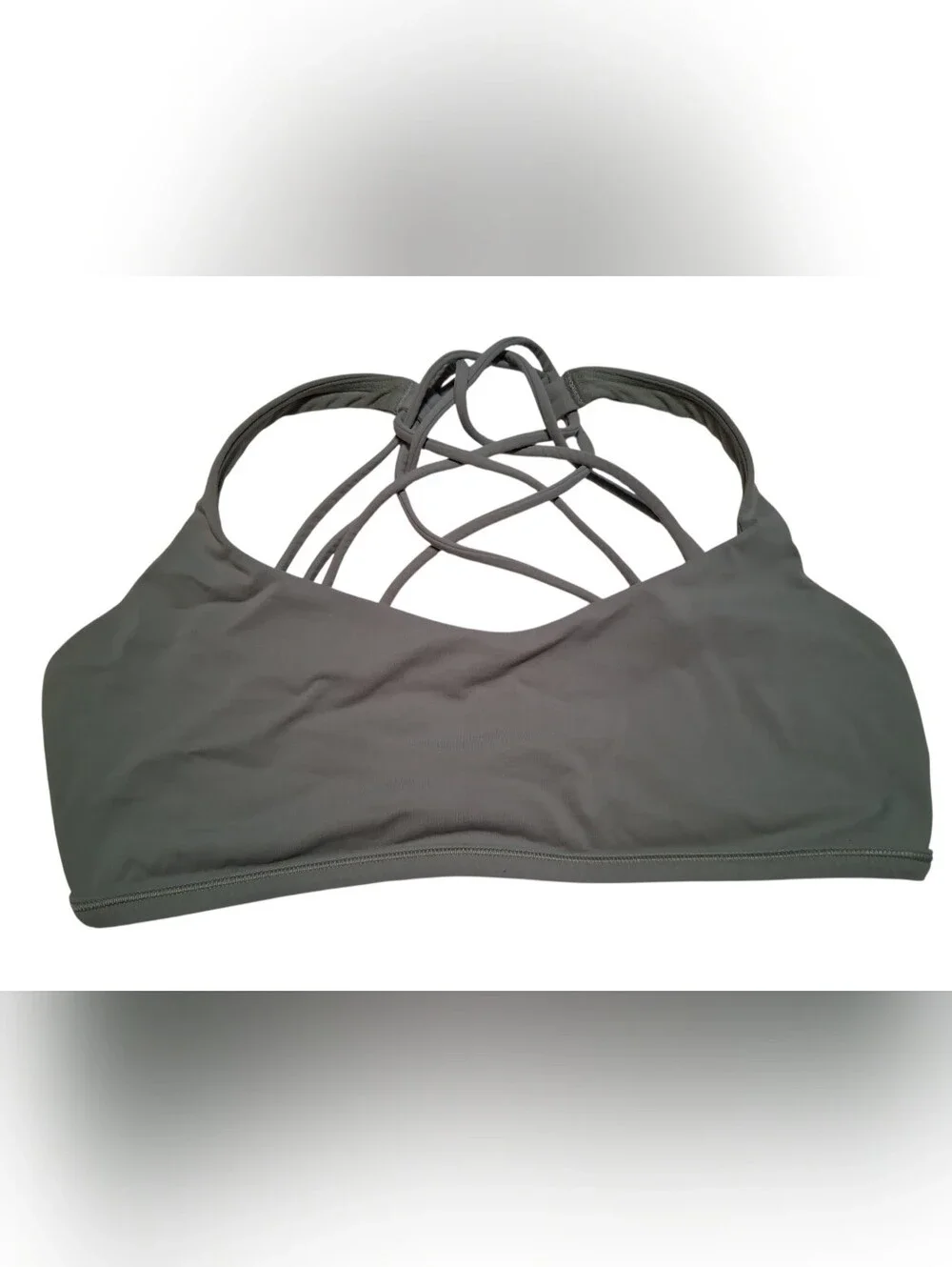 Lululemon Free To Be Wild Strappy Sports Bra Olive Green Size 10 Yoga Active Gym